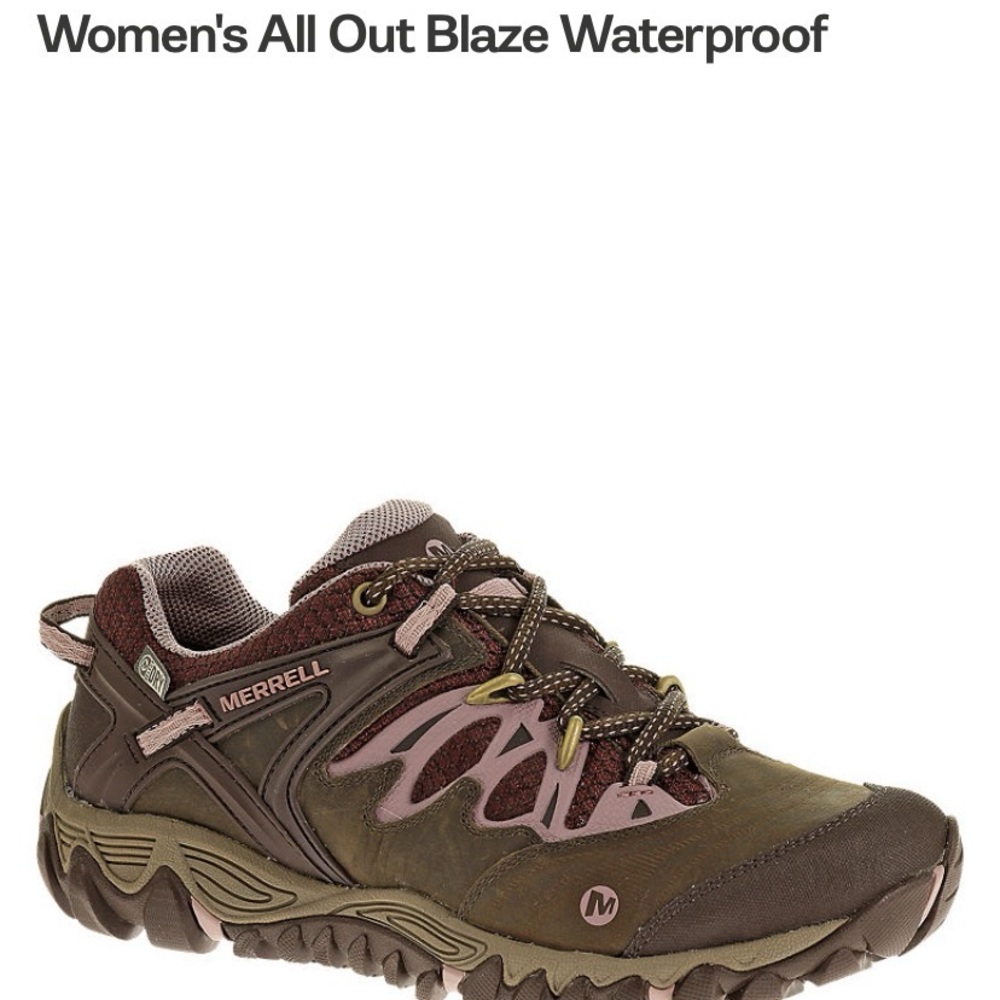 Merrell All Out Blaze Waterproof hiking shoes Vibram 7.5 black slate/blush